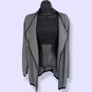B&W Knit Open Front Cardigan